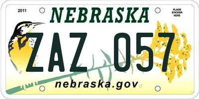 NE license plate ZAZ057