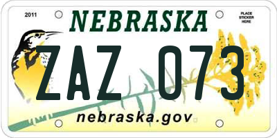 NE license plate ZAZ073