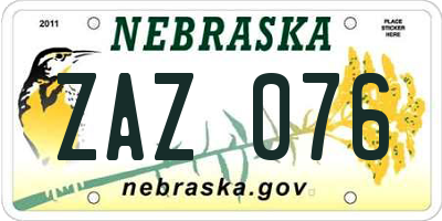 NE license plate ZAZ076