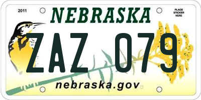 NE license plate ZAZ079