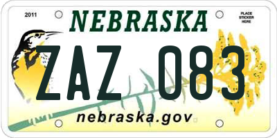NE license plate ZAZ083