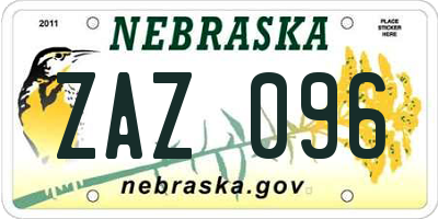NE license plate ZAZ096