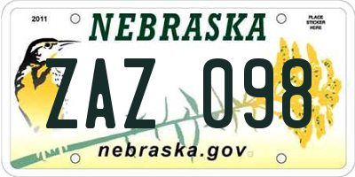 NE license plate ZAZ098