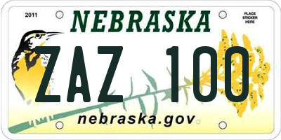 NE license plate ZAZ100