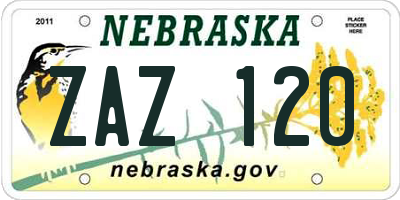 NE license plate ZAZ120