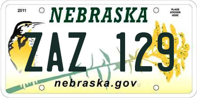 NE license plate ZAZ129