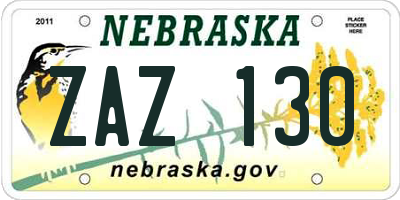 NE license plate ZAZ130