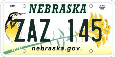 NE license plate ZAZ145