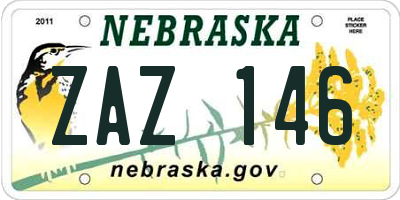 NE license plate ZAZ146