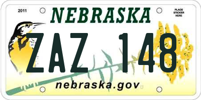 NE license plate ZAZ148