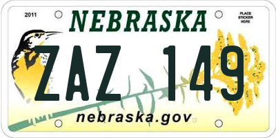 NE license plate ZAZ149