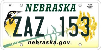 NE license plate ZAZ153