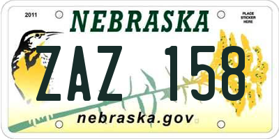 NE license plate ZAZ158