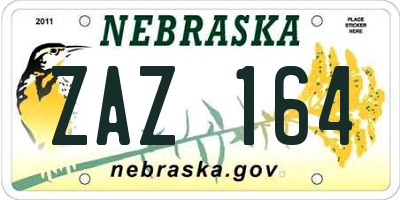 NE license plate ZAZ164