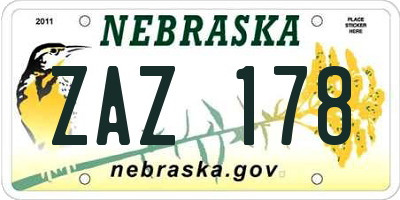 NE license plate ZAZ178