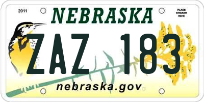 NE license plate ZAZ183