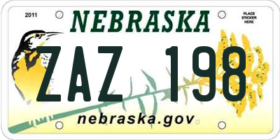 NE license plate ZAZ198