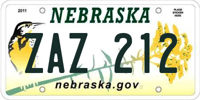 NE license plate ZAZ212