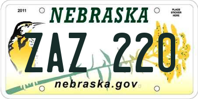 NE license plate ZAZ220
