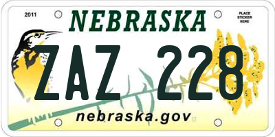 NE license plate ZAZ228