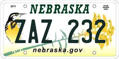 NE license plate ZAZ232