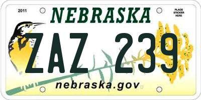 NE license plate ZAZ239