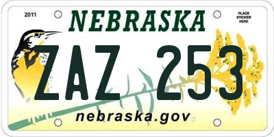 NE license plate ZAZ253