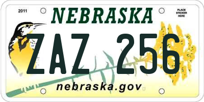 NE license plate ZAZ256