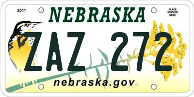 NE license plate ZAZ272