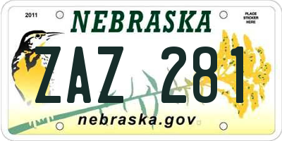 NE license plate ZAZ281
