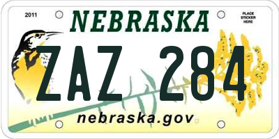NE license plate ZAZ284
