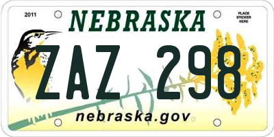 NE license plate ZAZ298