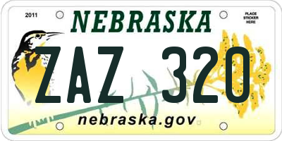 NE license plate ZAZ320