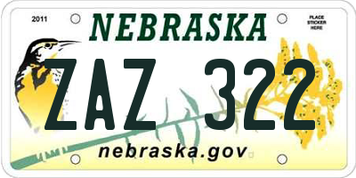 NE license plate ZAZ322