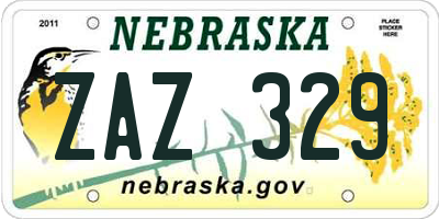NE license plate ZAZ329