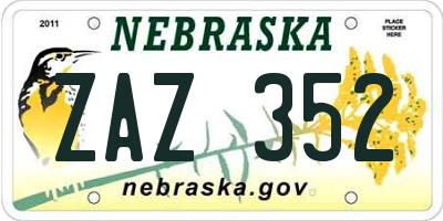 NE license plate ZAZ352