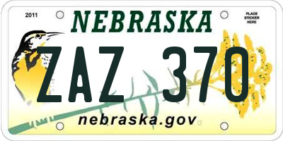 NE license plate ZAZ370