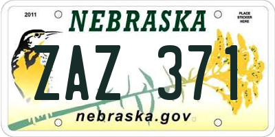 NE license plate ZAZ371
