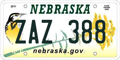 NE license plate ZAZ388
