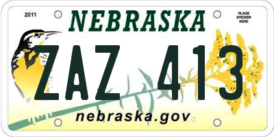 NE license plate ZAZ413