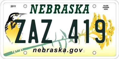 NE license plate ZAZ419