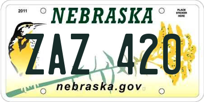 NE license plate ZAZ420