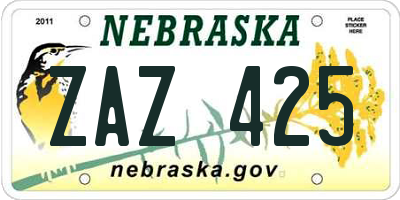 NE license plate ZAZ425