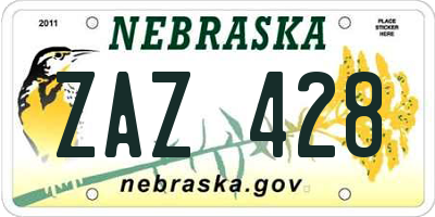 NE license plate ZAZ428