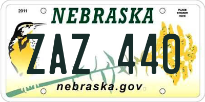 NE license plate ZAZ440