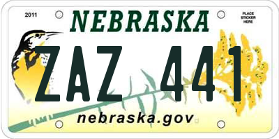NE license plate ZAZ441