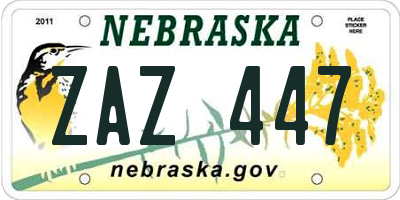 NE license plate ZAZ447