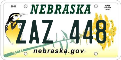 NE license plate ZAZ448