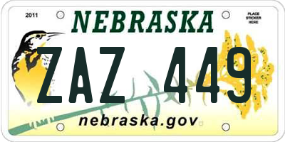 NE license plate ZAZ449