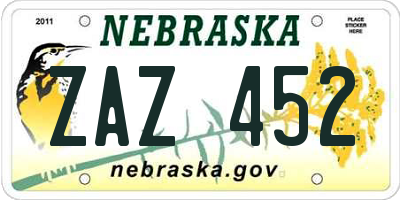 NE license plate ZAZ452